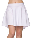 White High Low Mini Flared Scuba Skater Skirt