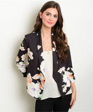 Black with Orange and White Roses Multicolor Floral Blazer