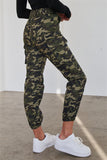 Olive Camouflage Belted High Waist Cargo Jogger Pants- Back