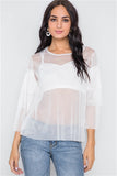 White Sheer Two Piece Mesh Long Sleeves Top