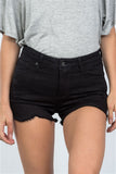 Black distressed high waisted short