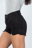 Black distressed high waisted short- Side