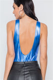 Royal Blue Metallic Open Back Bodysuit- Outfit Back