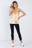 Golden Yellow Satin Lace V-Neck Adjustable Cami Top- Full