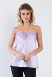 Lavender Satin Lace V-Neck Adjustable Cami Top