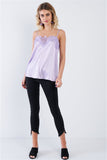 Lavender Satin Lace V-Neck Adjustable Cami Top- Full