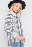 Ivory Stripe Mash Combo Black Top- Side