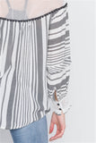 Ivory Stripe Mash Combo Black Top- Close Up
