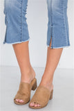 Denim light blue mid-rise flare cropped capri jeans- Close Up