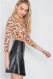 Black High-Waist Vegan Faux Leather A-line Mini Skirt- Side