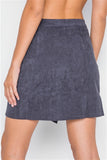 Navy Corduroy Scallop Front Mini Skirt- Back Close Up