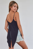 Washed navy wrap or tie waist cami top- Back