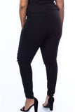 Cotton Spandex Black Plus Size Distressed Skinny Jeans- Back