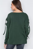 Hunter Green Long Sleeve Cut-Out Sweater- Back