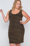 Plus Size Black Gold Stripe Bodycon Mini Dress