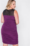 Plus Size Black Purple Combo Bodycon Mini Dress- Back