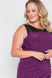 Plus Size Black Purple Combo Bodycon Mini Dress- Close Up