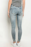 Light Blue Frayed Hem Distressed Skinny Jeans- Back View