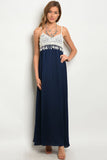 Navy Blue Crochet Bust Maxi Dress
