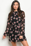 Black Floral Chiffon Dress