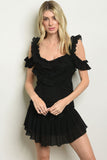 Black Cold Shoulder Ruffle Dress