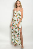 White Pineapple Print Maxi Dress