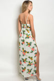 White Pineapple Print Maxi Dress-Back View