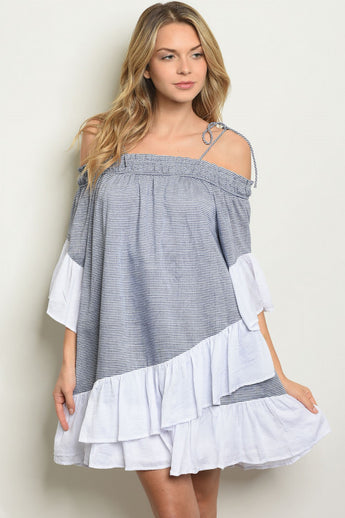 Navy Blue and White Striped Tunic Dress