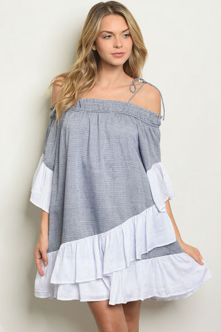 Navy Blue and White Striped Tunic Dress