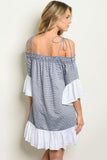 Navy Blue and White Striped Tunic Dress-Back View