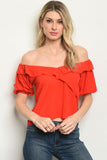 Red Off the Shoulder Blouse
