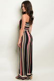 Pink and Black Striped Tube Jumpsuit- Full Back