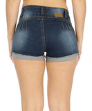 Dark Blue Destroyed Denim Shorts- Back View