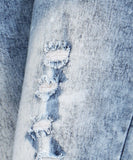 Blue Acid Wash Distressed Ombre Skinny Jeans- Close Up