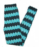 Mint Green and Black Chevron Zigzag Print Leggings