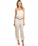 Ivory Halter Jumpsuit with Chain Link Belt