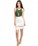 White Lace Detail Pencil Skirt