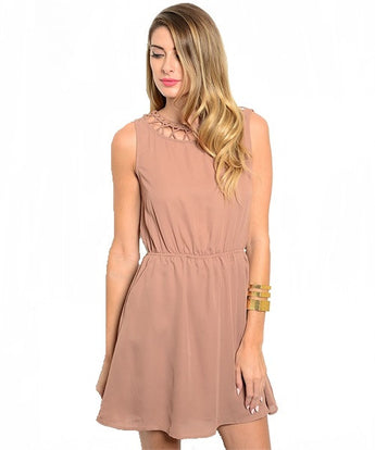 Mocha Cutout Back Slit Dress