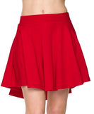 Red High Low Mini Flared Scuba Skater Skirt