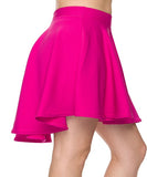 Pink High Low Mini Flared Scuba Skater Skirt- Side View