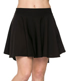 Black High Low Mini Flared Scuba Skater Skirt