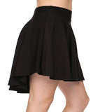 Black High Low Mini Flared Scuba Skater Skirt- Side View