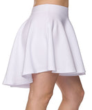White High Low Mini Flared Scuba Skater Skirt- Side View