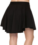 Black High Low Mini Flared Scuba Skater Skirt- Back View