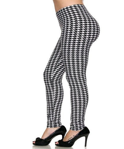 Black and White Houndstooth Pattern Leggings