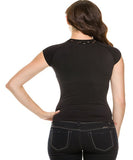 Black Seamless Mock Neck Fishnet Top- Back View