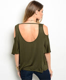 Olive Green Cold Shoulder Top