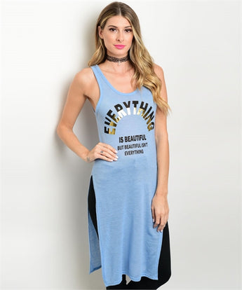 Baby Blue Graphic Tunic Tank Top