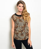 Brown Animal Leopard Print Blouse