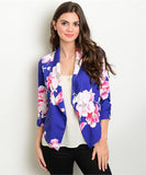 Purple White and Pink Roses Multicolor Floral Blazer